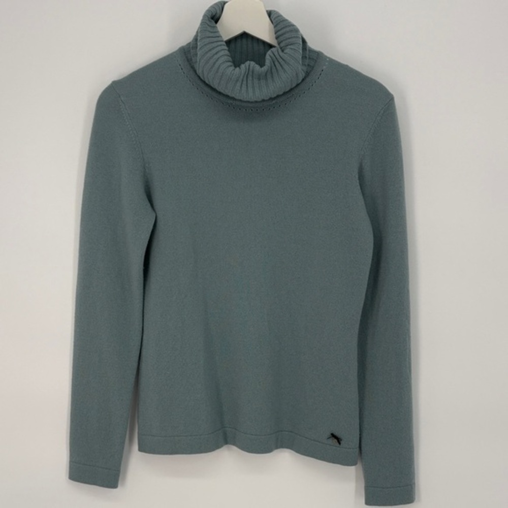 🦓 Escada  cashmere turtleneck, blue green Neck Sweater -